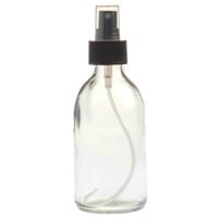 Essentially Natural Clear Glass Generic Bottle with Atomiser Spray - Black